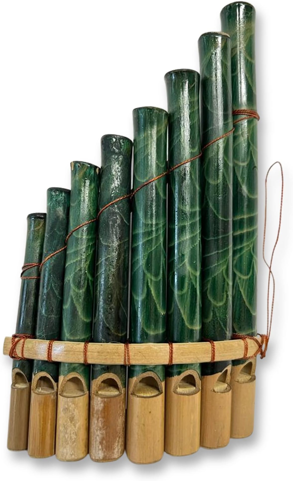 PERUVIAN PANPIPES FEATURING LEAF PATTERN 20cm x 12cm | 8 Pipes | Traditional South American Instrument | Pan Pipe instrument | flute instrument | instrumental | Fair Trade
