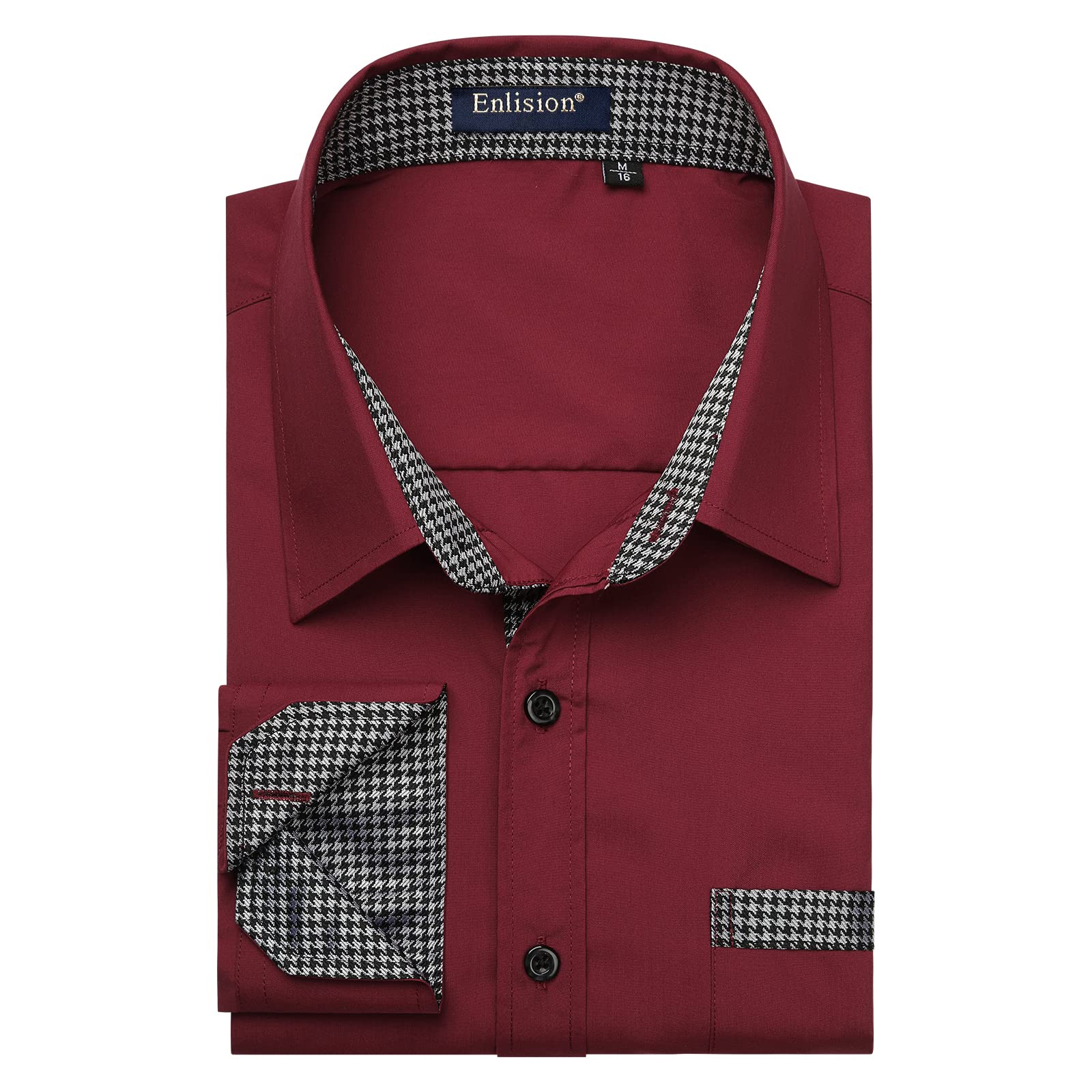Enlision Camisa Hombre de Vestir Manga Larga Camisas Formales Boda Elegantes Camisa Casual Regular Fit con Bolsillo