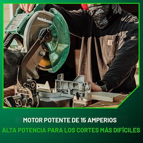 Miniatura 5 de Metabo HPT Sierra ingletadora compuesta de 10 pulgadas, sierra eléctrica de 15 amperios con mesa grande de 10 pulgadas, ángulos de inglete