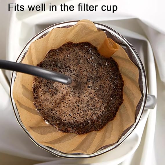 100 Count Coffee Filter Size 4, 8-12 Cup Cone Unbleached Disposable Filters with White Brush, Compatible with Pour Over Coffee Maker, Cone Filter Paper #4