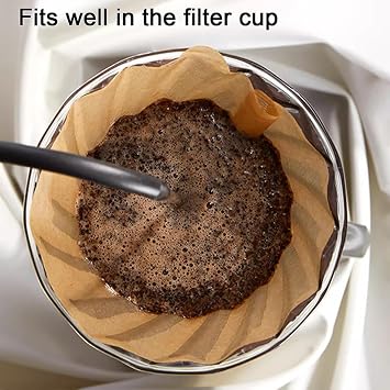 100 Count Coffee Filter Size 4, 8-12 Cup Cone Unbleached Disposable Filters with White Brush, Compatible with Pour Over Coffee Maker, Cone Filter Paper #4