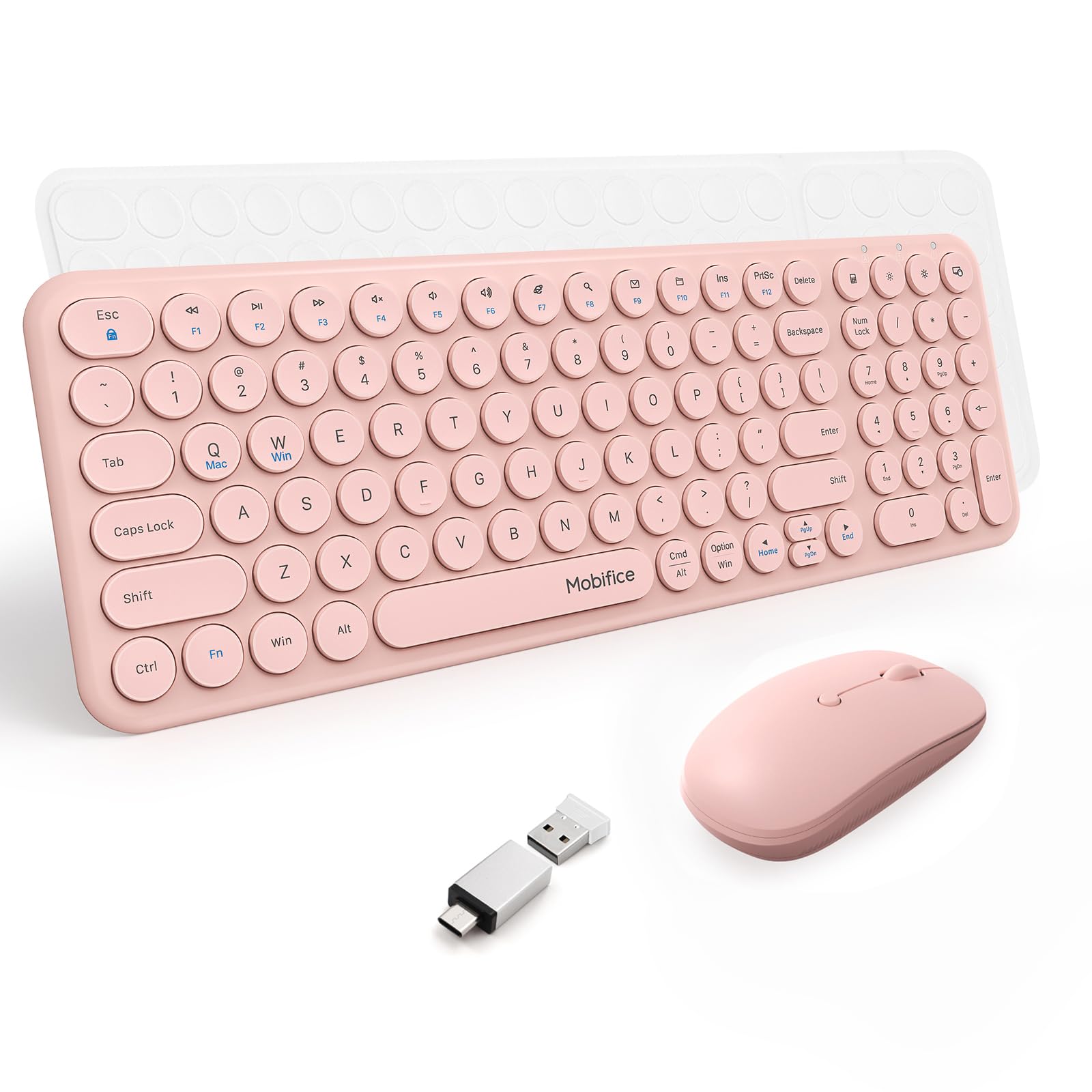 Photo 1 of **NO USB***Wireless Keyboard and Mouse Combo 2.4GHz USB Ultra-Thin Cute Cordless Compact-Sized Silent Retro Computer Keyboard & Mouse Set for Office PC Computer,Laptop,Windows,Mac,Microsoft,Tablets(Peach Pink)