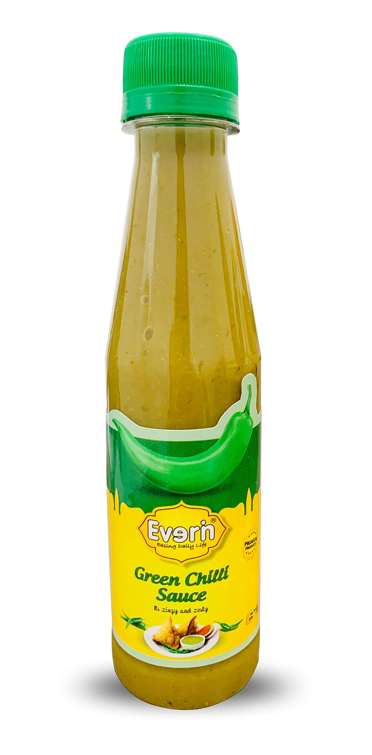 Everin Zingy and Zesty Green Chilli Sauce Flavourful, 200 Grams Pack of 1