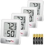 TempPro TP49 3 Pieces Digital Hygrometer Indoor Thermometer Humidity Meter Mini Hygrometer with Temperature and Humidity Monitor Outdoor and Room Thermometer Weather Station (Previously ThermoPro)