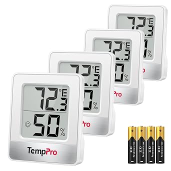 TempPro TP49 4 Pack Digital Hygrometer Indoor Thermometer