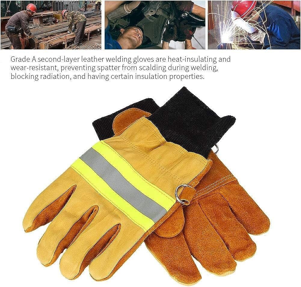 Guantes, par de Guantes de Cuero de Vaca - Guantes de Seguridad Largos Resistentes al Calor ignífugos, Calor Radiante, Guantes de protección de Trabajo de Alta Resistencia