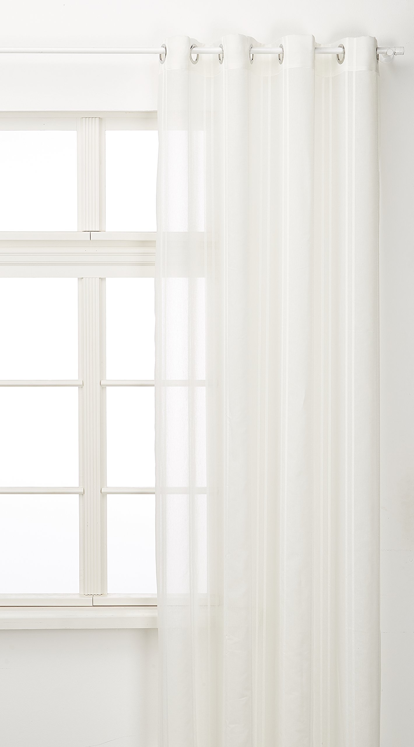 Voilage fantaisie polyester naturel 140x260 rideau transparent Luna
