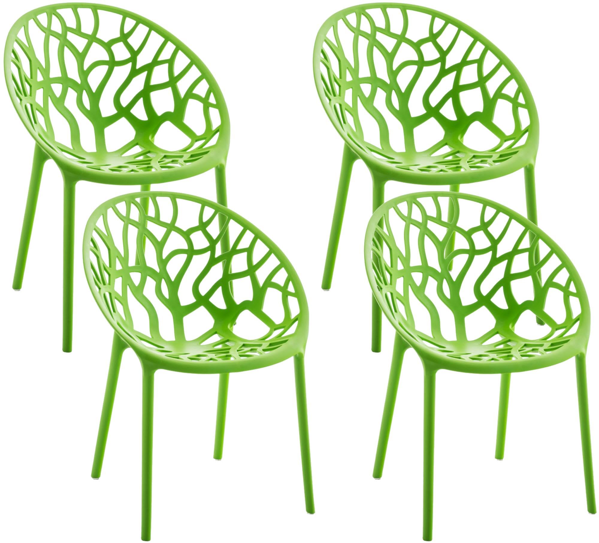 CLP Juego de 4 sillas de jardín, apilables y Resistentes a la Intemperie, Moderno con reposabrazos no Ajustables, Estructura de plástico Hope, Color:Verde Claro