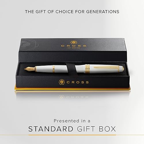 Miniatura 5 de Cross Bailey Pluma estilográfica de resina blanca ligera pulida y tono dorado, punta fina