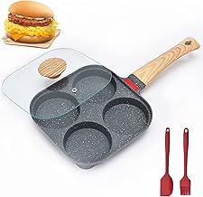 Egg Pan with Lid,4 Cup Pancake Pan Nonstick Egg Frying Pan with Lid Aluminium Alloy Egg Skillet Divided Breakfast Cooker,Suitable for Gas Stove & Induction Cookware