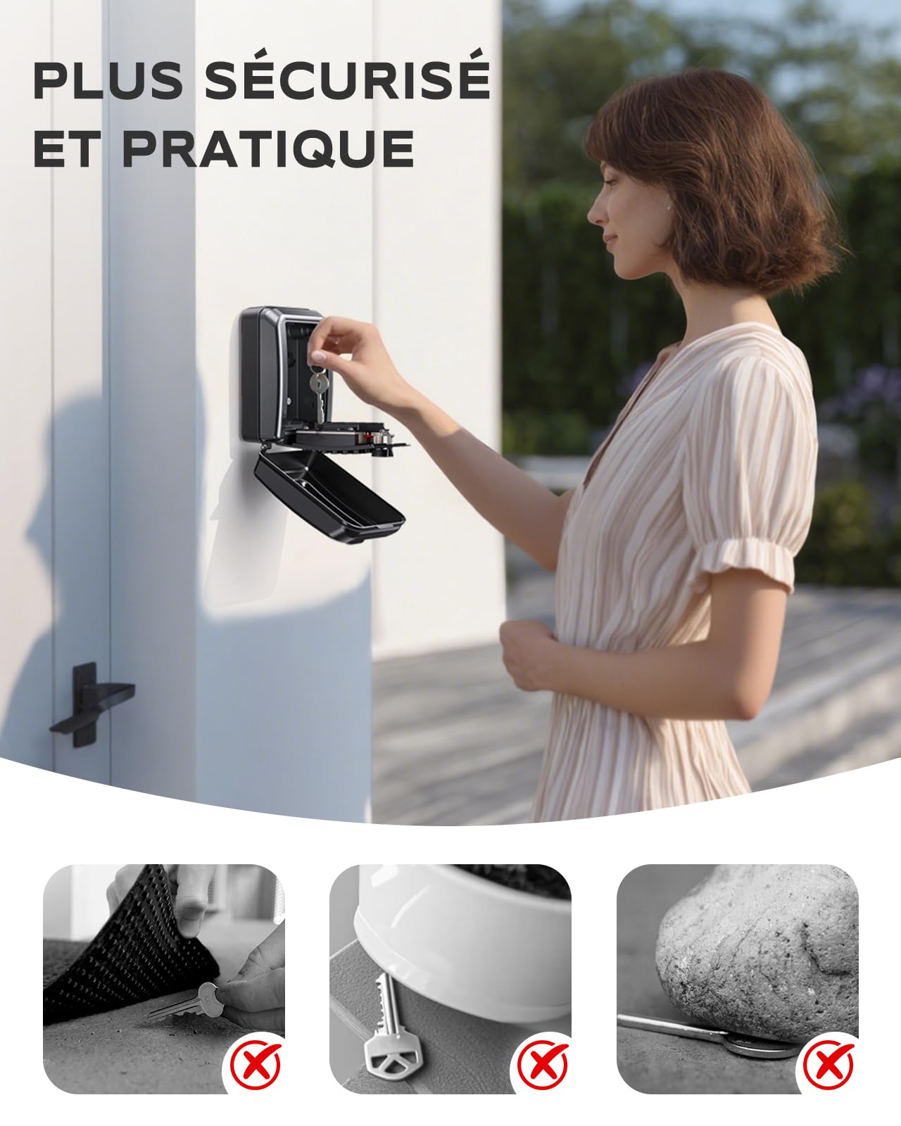 Mohard Boite a Clefs Securisee Exterieur, Grande Capacité Boite à Clé Murale avec Code Réinitialisable à 12 Chiffres, Résistante aux Intempéries, Coffre Fort a Clef Robuste pour Maison Garage Usine