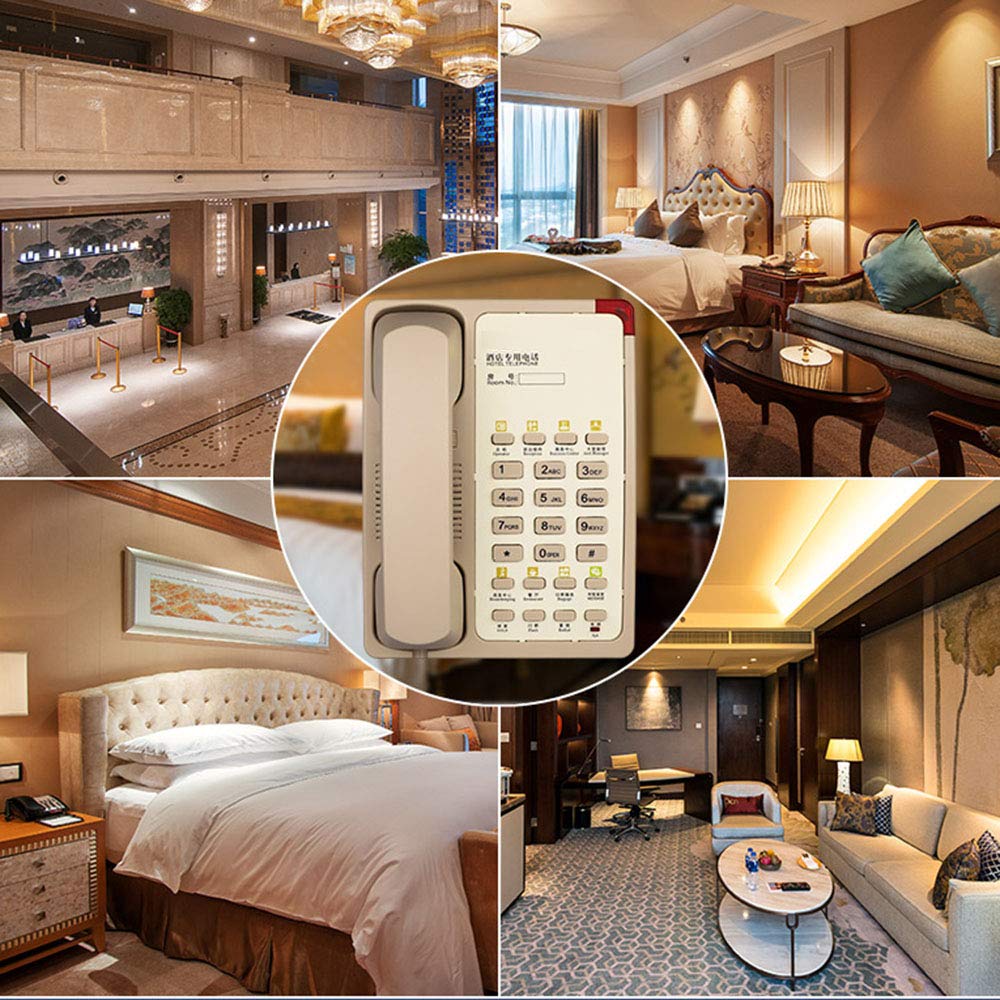 Telefono da scrivania classico a pulsanti grandi, Telefono fisso for hotel - Linea fissa aziendale, design con selezione rapida con un solo tocco, pulsanti con etichetta in cinese e inglese(Light Yell