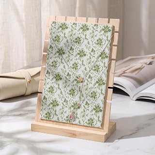 Goujuumlncy Necklace Display Stand Abstract Sage Green Leaves on Vintage Detachable Necklace Holder Jewelry Display Storage, Watercolor Flower Wooden Jewelry Organizer for Selling 7x3x9in