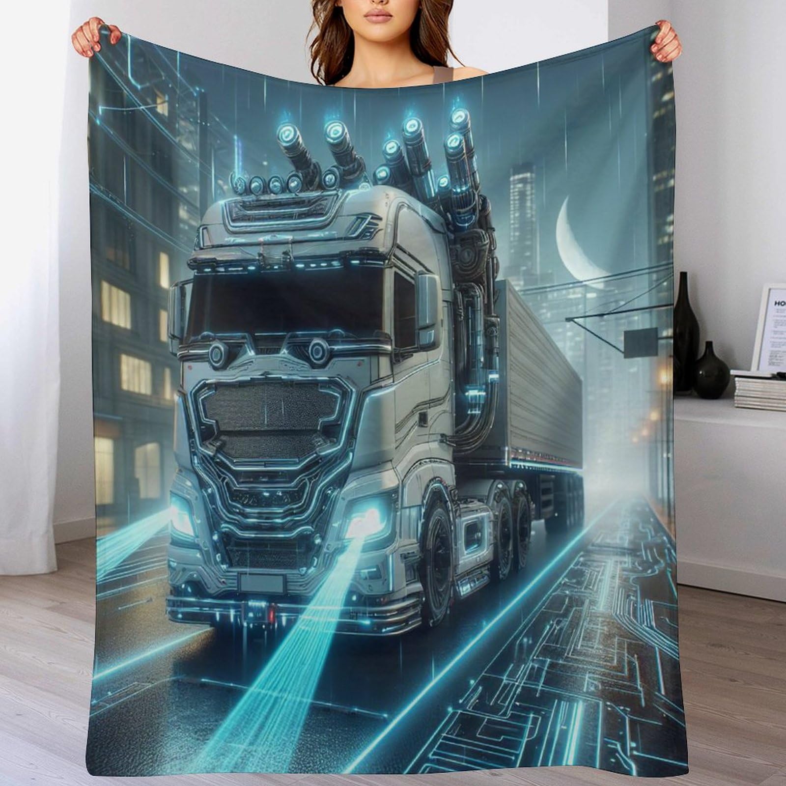 Couverture camion en flannel polaire 130x150cm pour lit et canapé