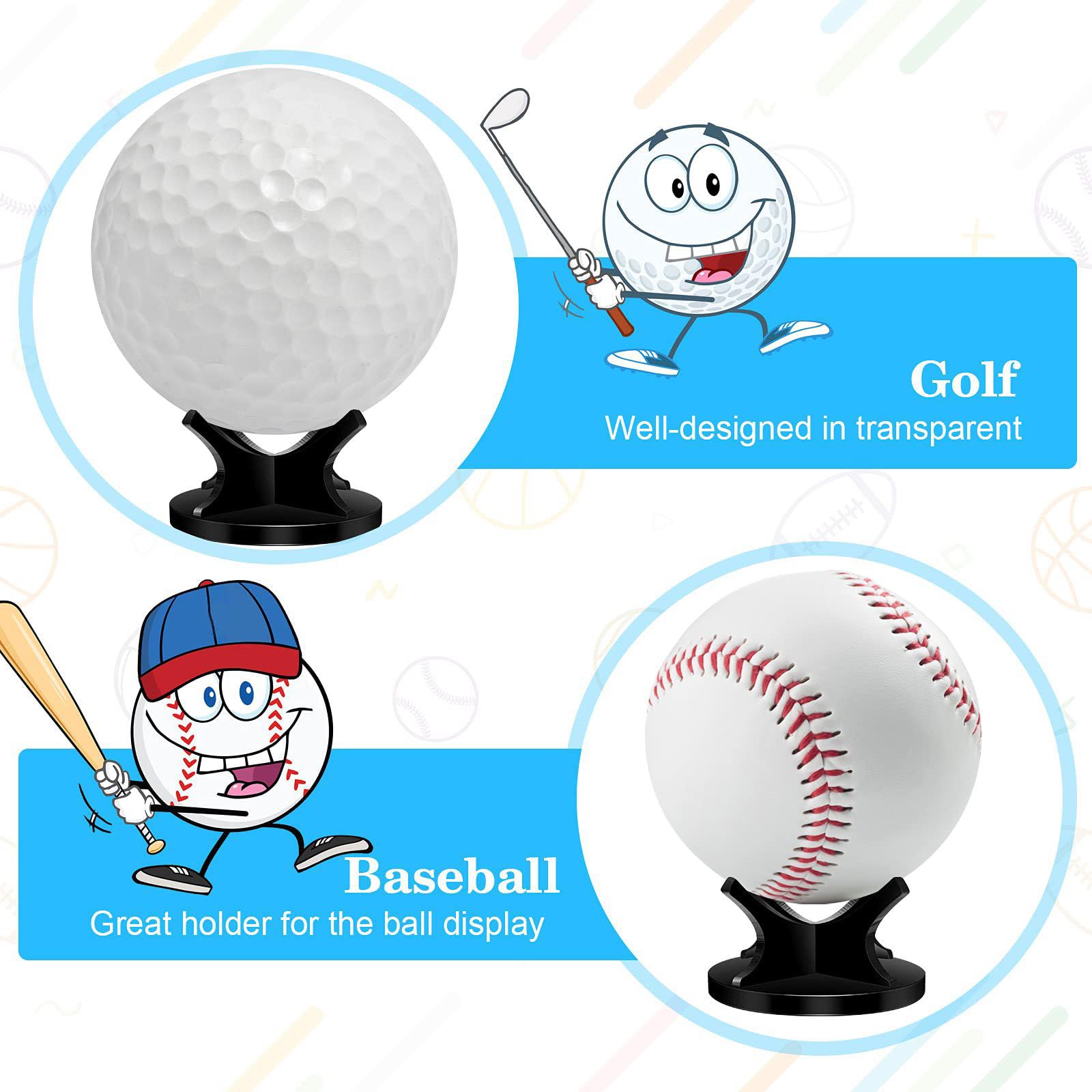 Soporte de exhibición de béisbol acrílico para pelotas deportivas de béisbol, softbol y tenis