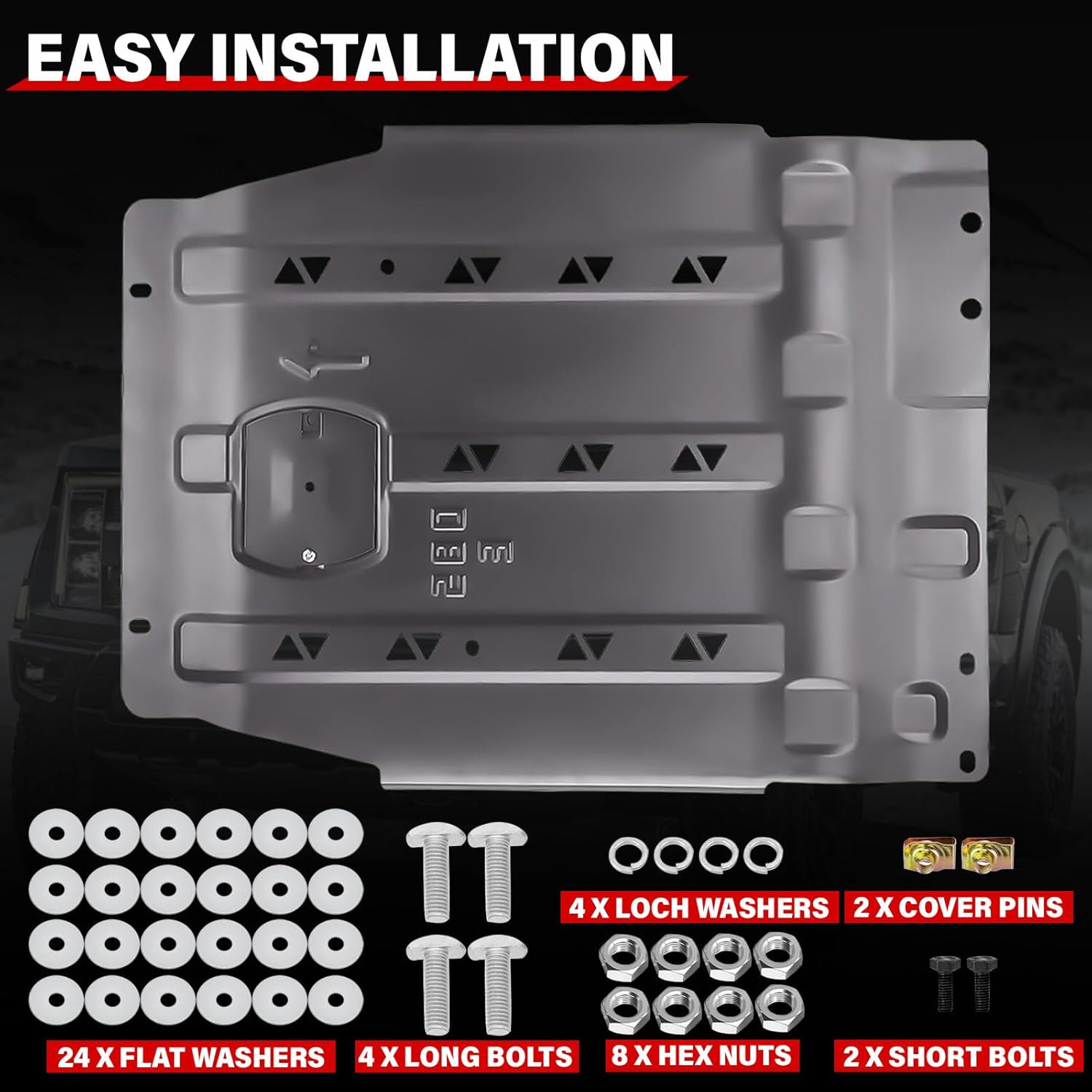 Transmission Skid Plate 3D Manganese Steel Engine Gearbox Splash Shield Guard Compatible with Ford F150 2015-2022