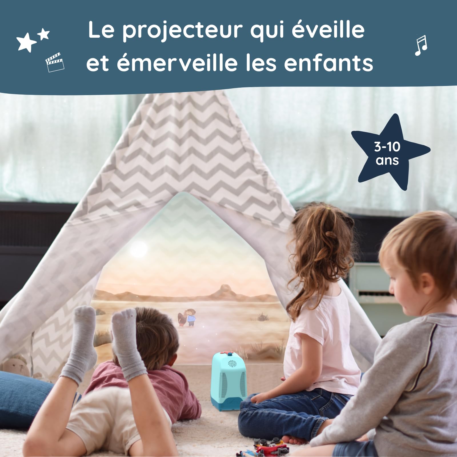 Projecteur pour Enfants sans Lumière Bleue Directe - 3 à 10 Ans - Cinéma à la Maison