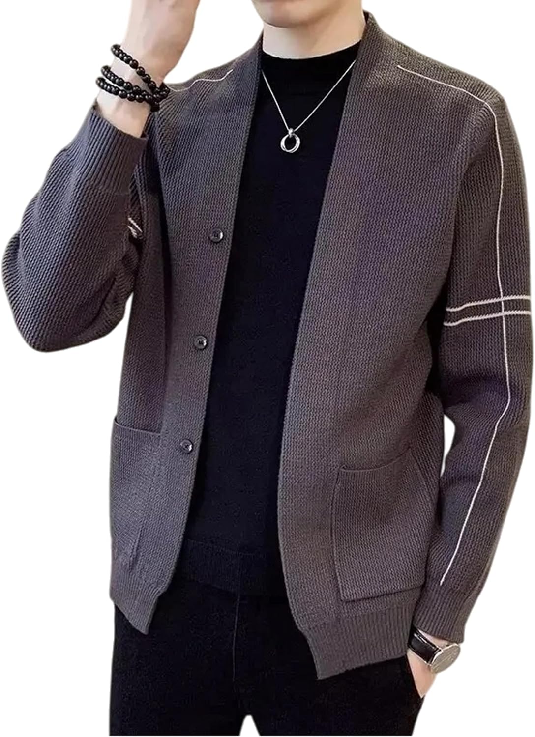 Autumn Men's Cardigan Knitted Top Sweater Street Hip Hop
