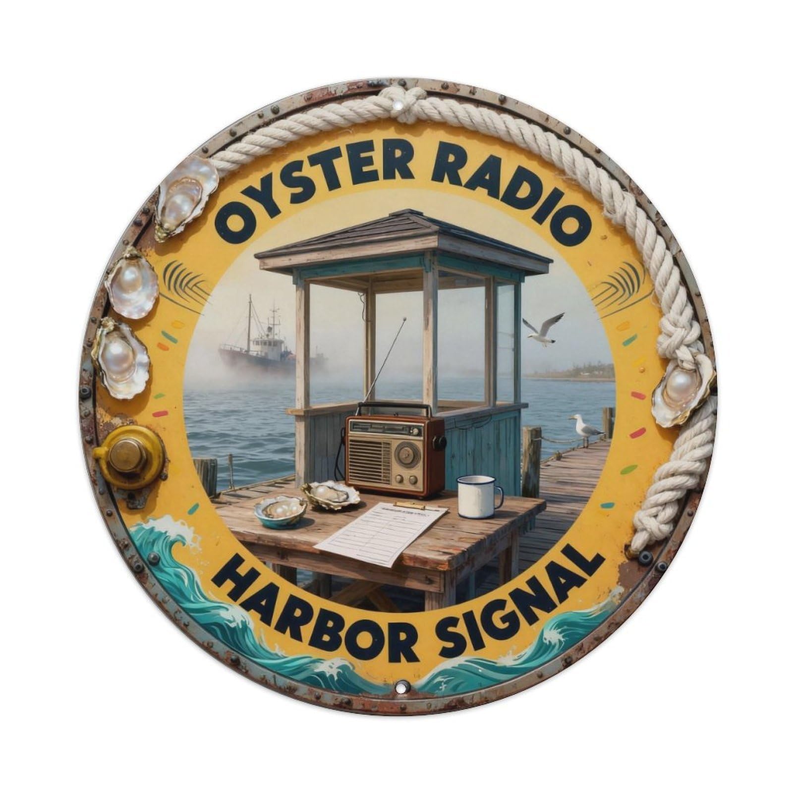 Oyster Radio Sign Metal Tin Sign Plaque