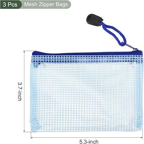Miniatura 2 de YOKIVE Paquete de 3 bolsas de malla con cremallera, bolsillos de malla B8 para archivos, bolsa de plástico para documentos, ideal para