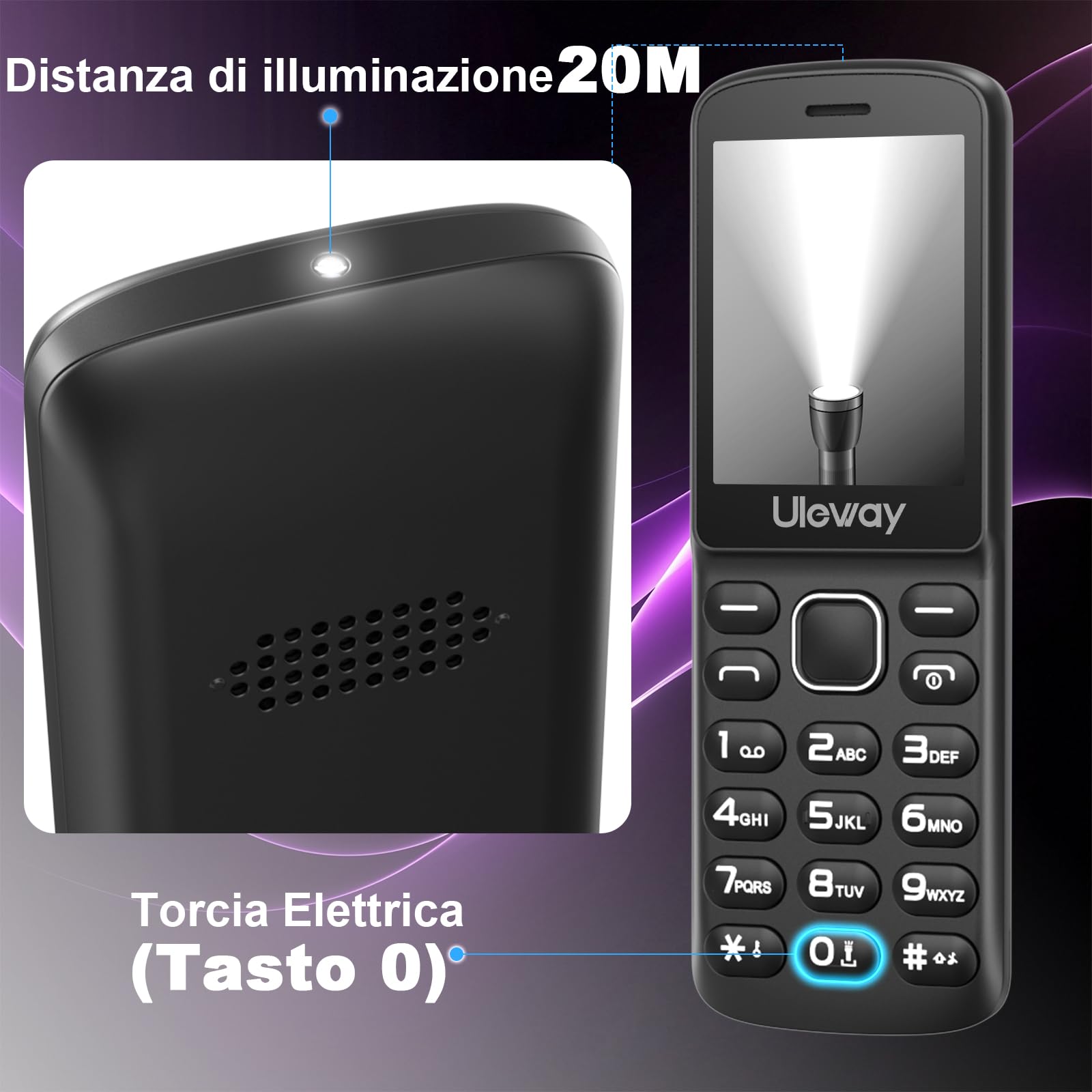 4G Telefono Cellulare per Anziani con Tasti Grandi, Ampio Display IPS 2,4" | Batteria da 1400 mAh, Telefoni per Persone Anziane Facile da Usare, Slot per Nano SIM, Chiamata Rapida,Base di Ricarica