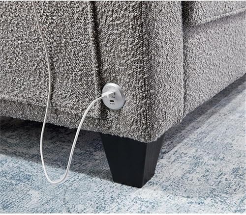 Miniatura 21 de BOWERY HILL Sofá cama reversible/seccional de lino gris acero con almacenamiento para espacio pequeño Gris,Beige,Negro