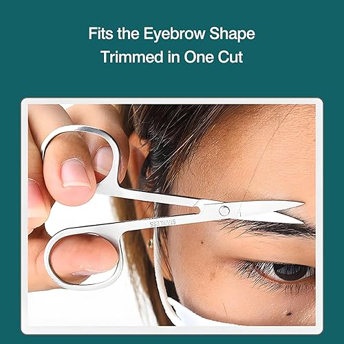 Miniatura 4 de Juego de 4 tijeras de pelo facial curvadas y redondeadas para hombres y mujeres, tijeras de corte de bigote, nariz, barba, cejas, pestañas y orejas,