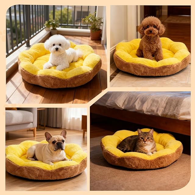 Foto 5 de 6 de PETCUTE Cama Perro Antiestres,En Forma de Flor,Cama Redonda para Gatos de Interior,Cómodo y Cálida,Lavable…
