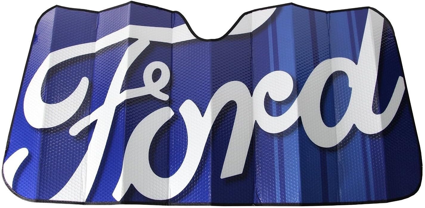 Blue Ford Script Logo Accordion Style Windshield Sunshade Visor