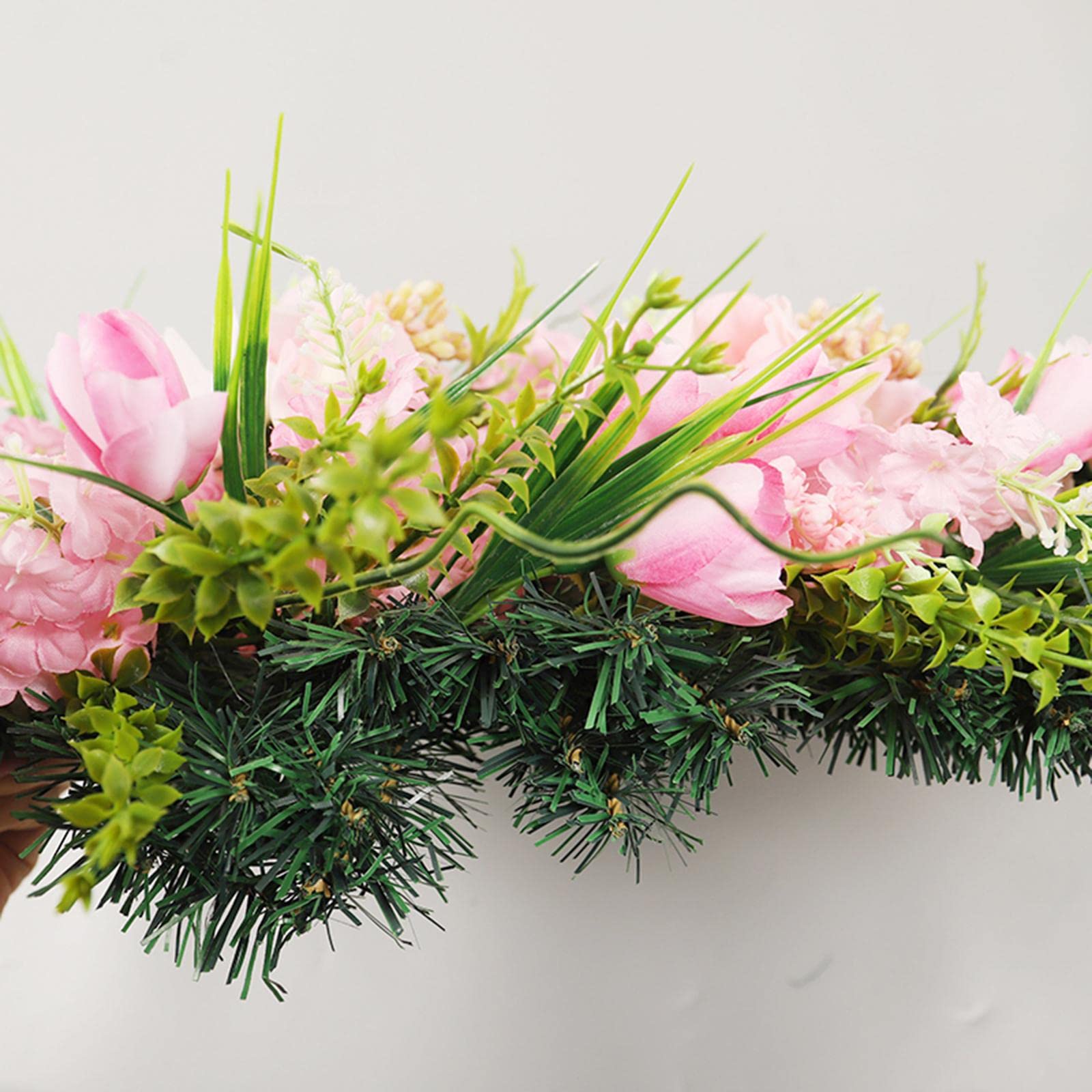 Teardrop Swag Kunstvolle Blumengirlande Fensterdeko Begrünter Haustürkranz PVC Material für Hochzeit Feier Geschenk Wohnzimmer, ROSA