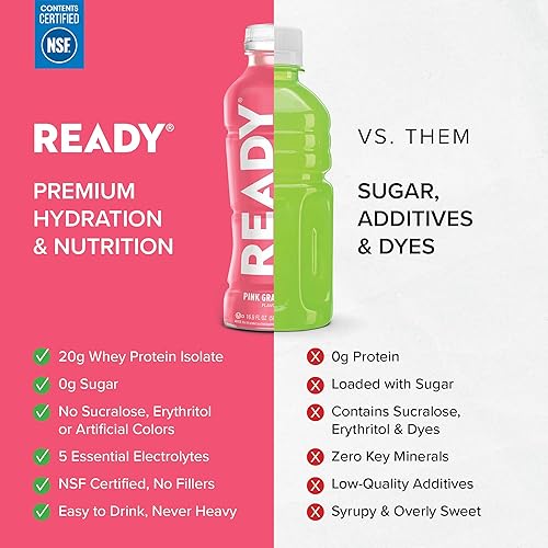 Miniatura 10 de Ready Protein Water - Agua con 0.53 onzas (15 g) de proteínas de suero de leche, sin azúcar, 12 unidades, 16.9 onzas líquidas cada una.