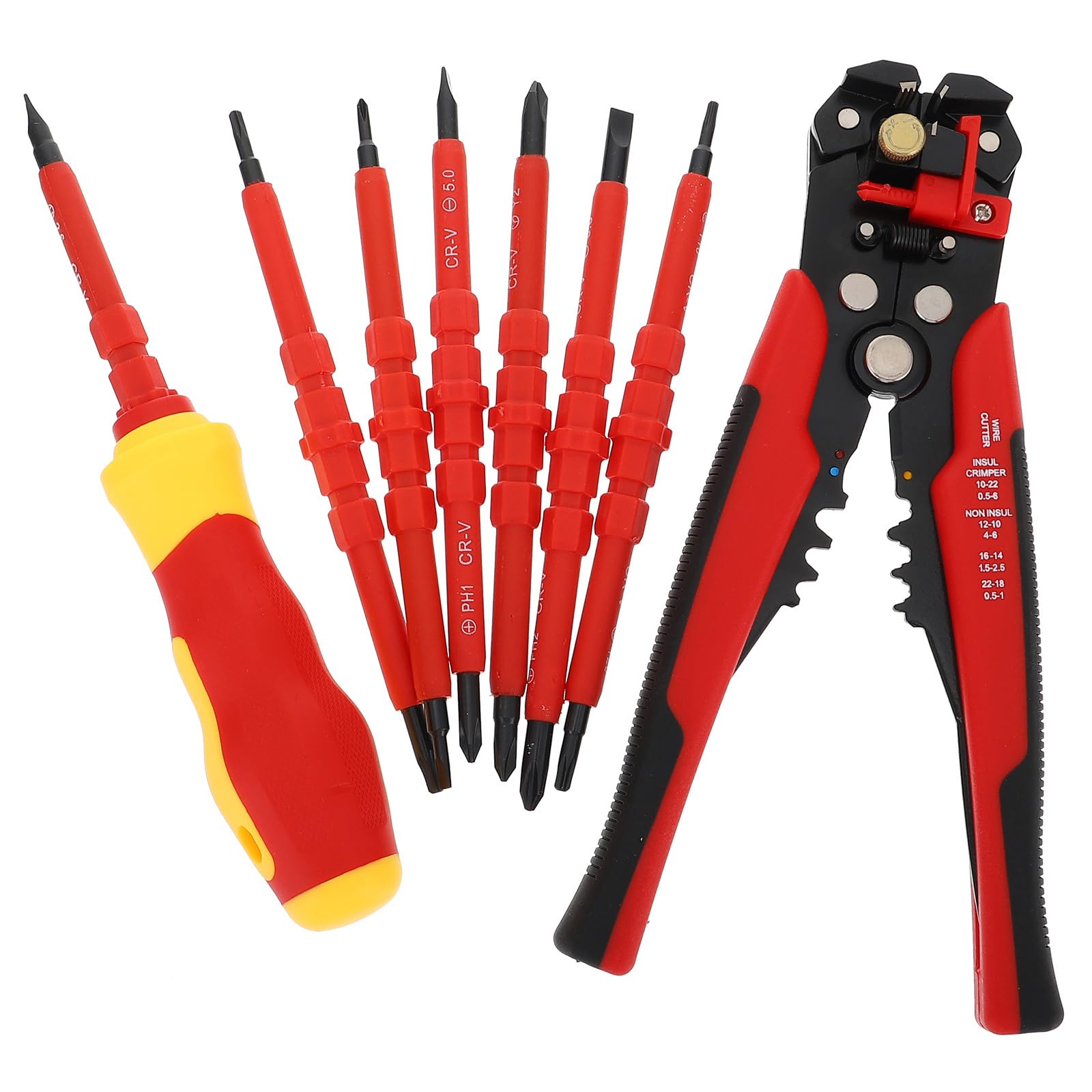 Juego de Alicates para Electricistas Multifuncionales Destornilladores Aislados, Mango Ergonómico y Acero Aleado, Adecuado para Trabajos Eléctricos Color Aleatorio