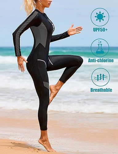 Miniatura 9 de Traje de neopreno de cuerpo completo para mujer, manga larga, protección solar UV, traje de buceo para esnórquel, kayak