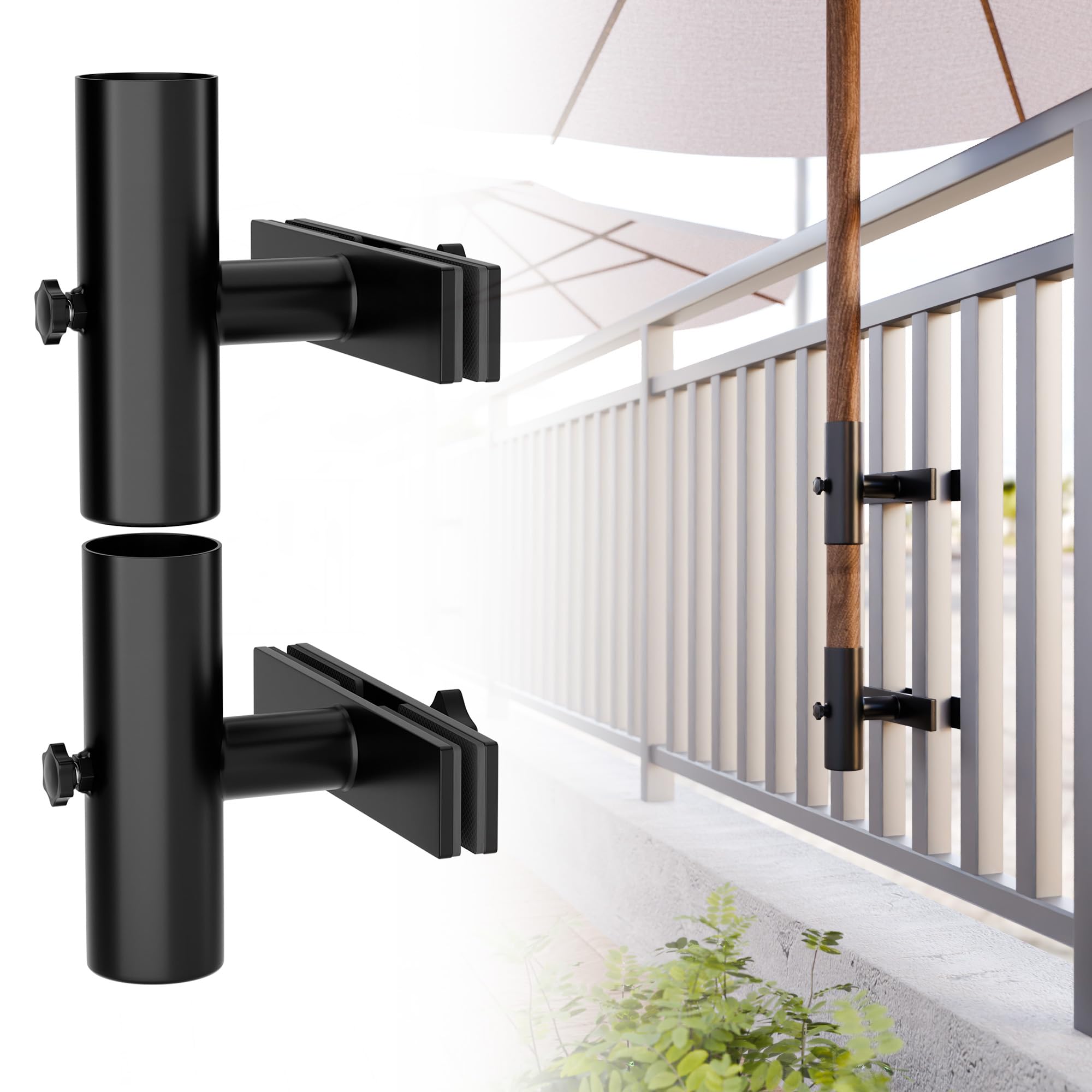 Photo 1 of Umbrella Holder Parasol Holder Patio Umbrella Stand Mount Umbrella Clamp for Balcony, Outdoor Umbrella Holder Fixed Clip Deck Table Umbrella Mount for Deck,Railings,Beach,Courtyard,Boats,Tailgates