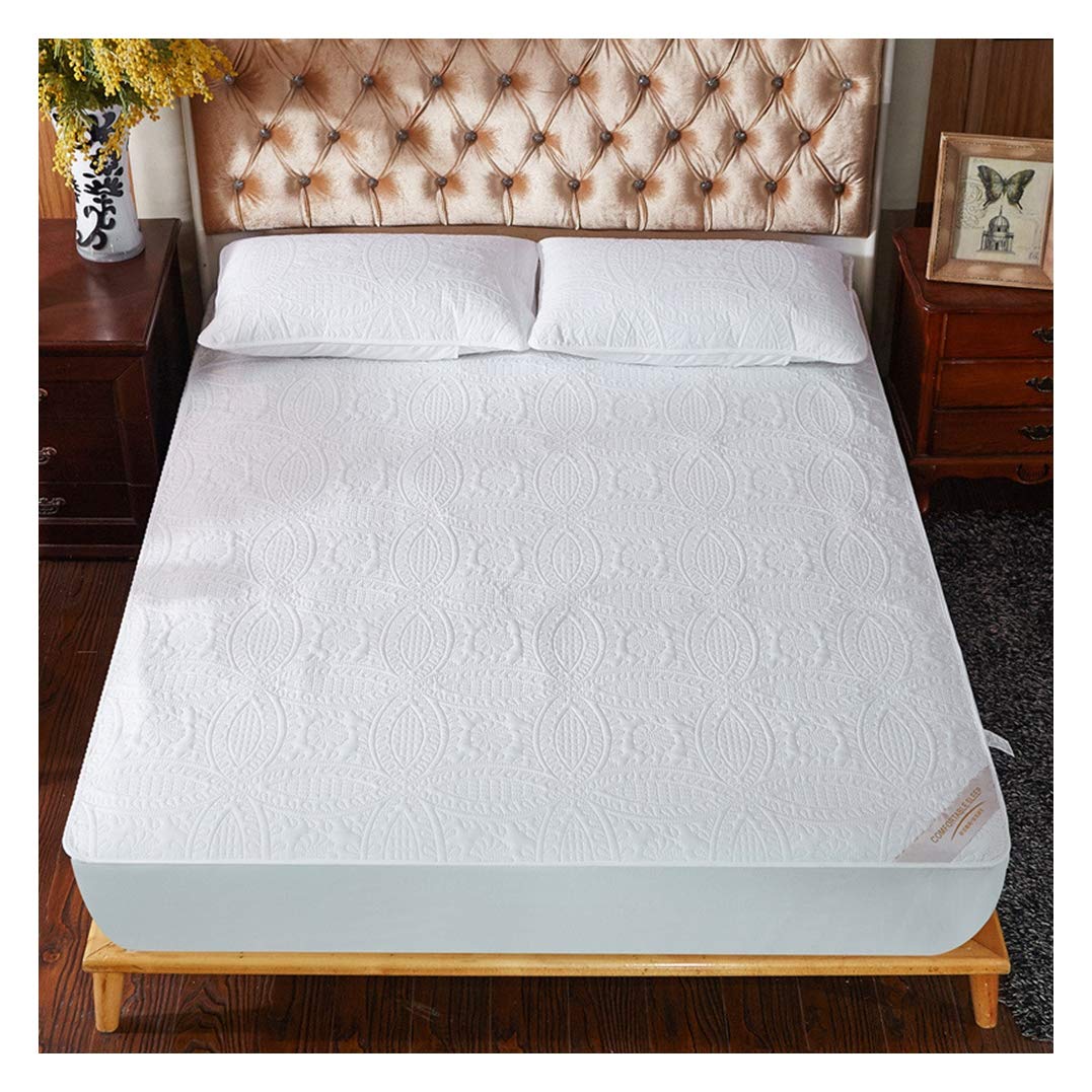 WYJHNL Queen Mattress Protector Waterproof Quilted Fitted Mattress Pad Cover with Breathable Cotton Inner Core 16" Deep Pocket Premium Mattress Topper,White,150x200cm(59x79inch)