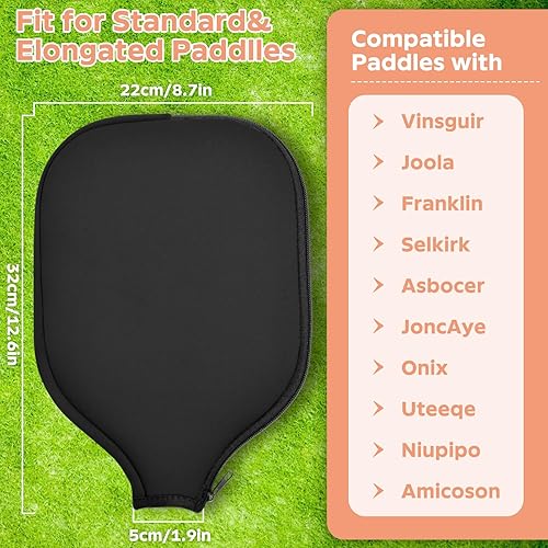 Miniatura 3 de 2 Pcs Pickleball Paddle Covers, Universal Case Size - 8.6 x 12.2 inches Zippered Racket Sleeve, Durable Neoprene Paddle Cover, Paddle Storage Bag