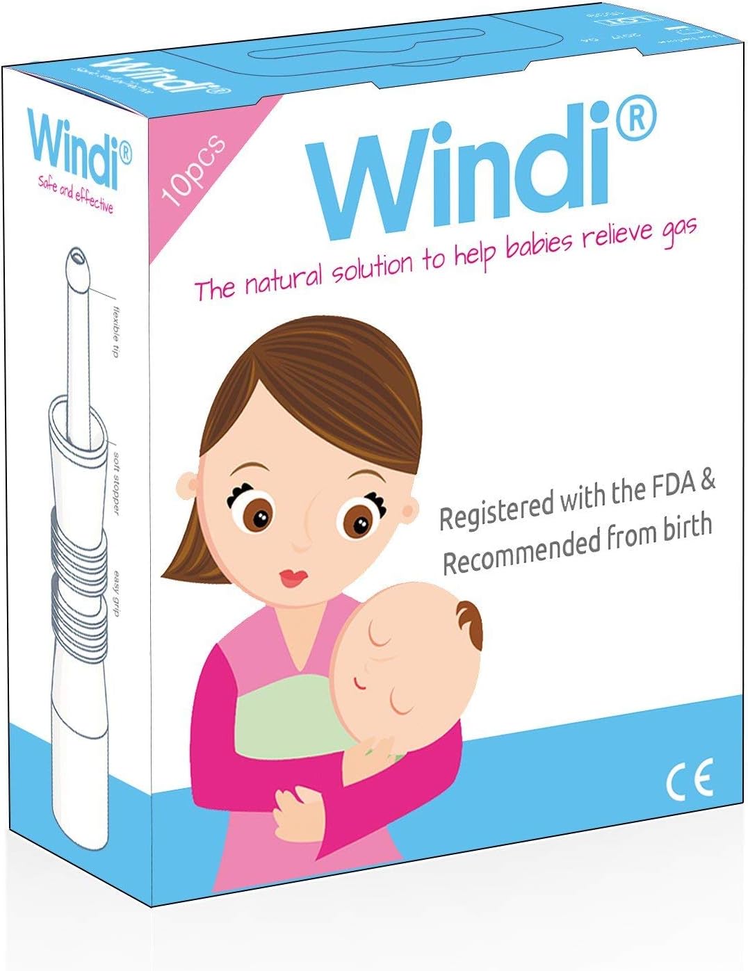 Windi Gas and Colic Reliever for Babies, Drug-Free Way to Help Treat Wind and Colic in Baby for Fast Relief, Pack of 10 Windi's