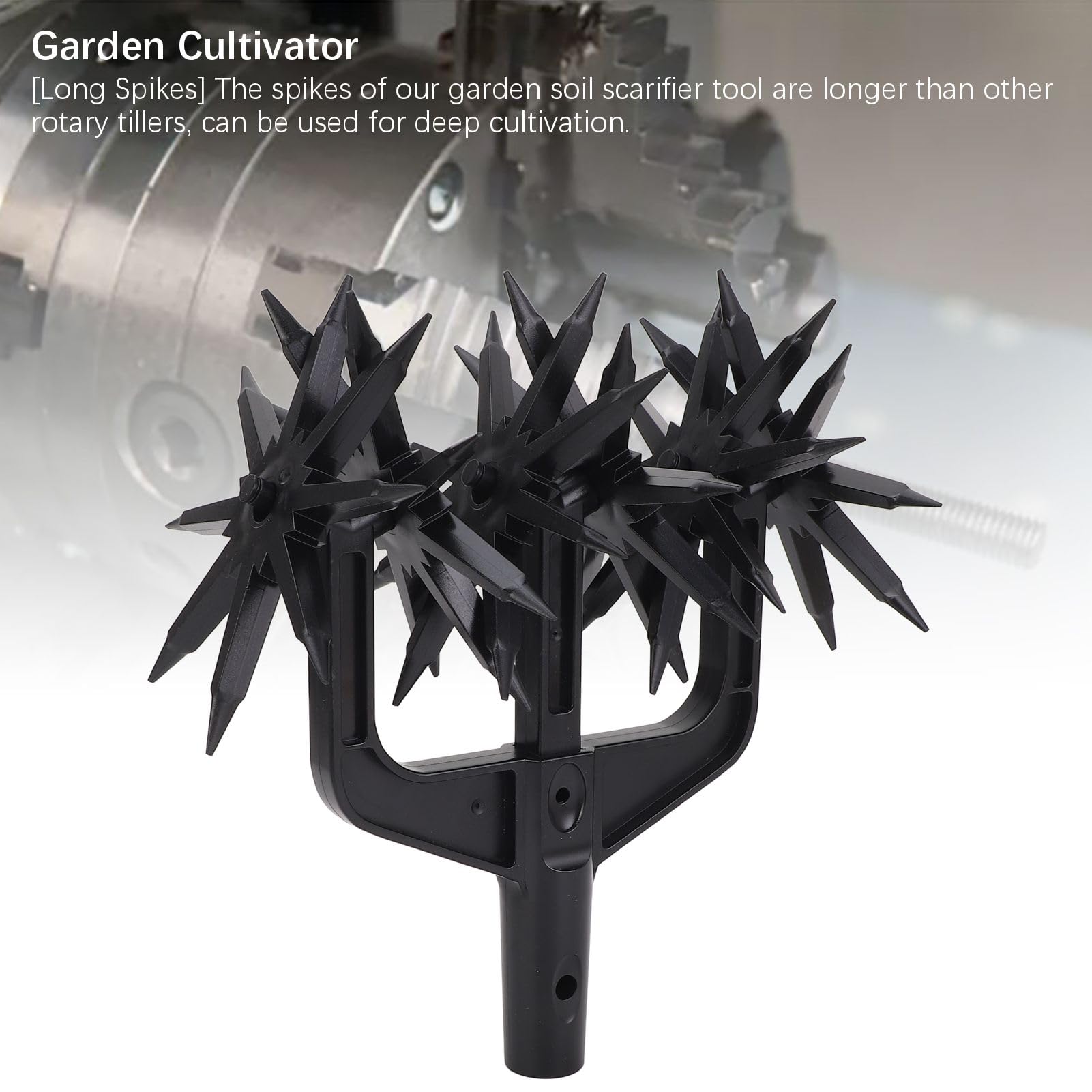 Cultivador Rotativo de Jardín, Cimor de Mano Ajustable con Ruedas de Plástico Desmontables y Largas Picos, Herramienta de Cultivador del Suelo para la Aireación