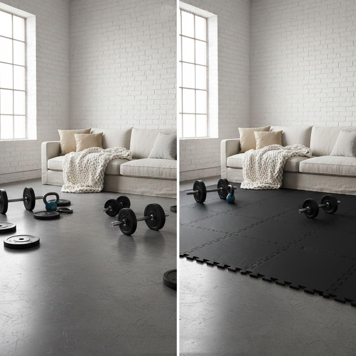 eyepower 1,7 m² mata ochronna na pod?og? Fitness 18 p?yt pod?ogowych 30 x 30 Homegym mata do fitnessu mata pod?ogowa do si?owni, sprz?t fitness, mata izolacyjna do bie?ni, roweru, urz?dzenia