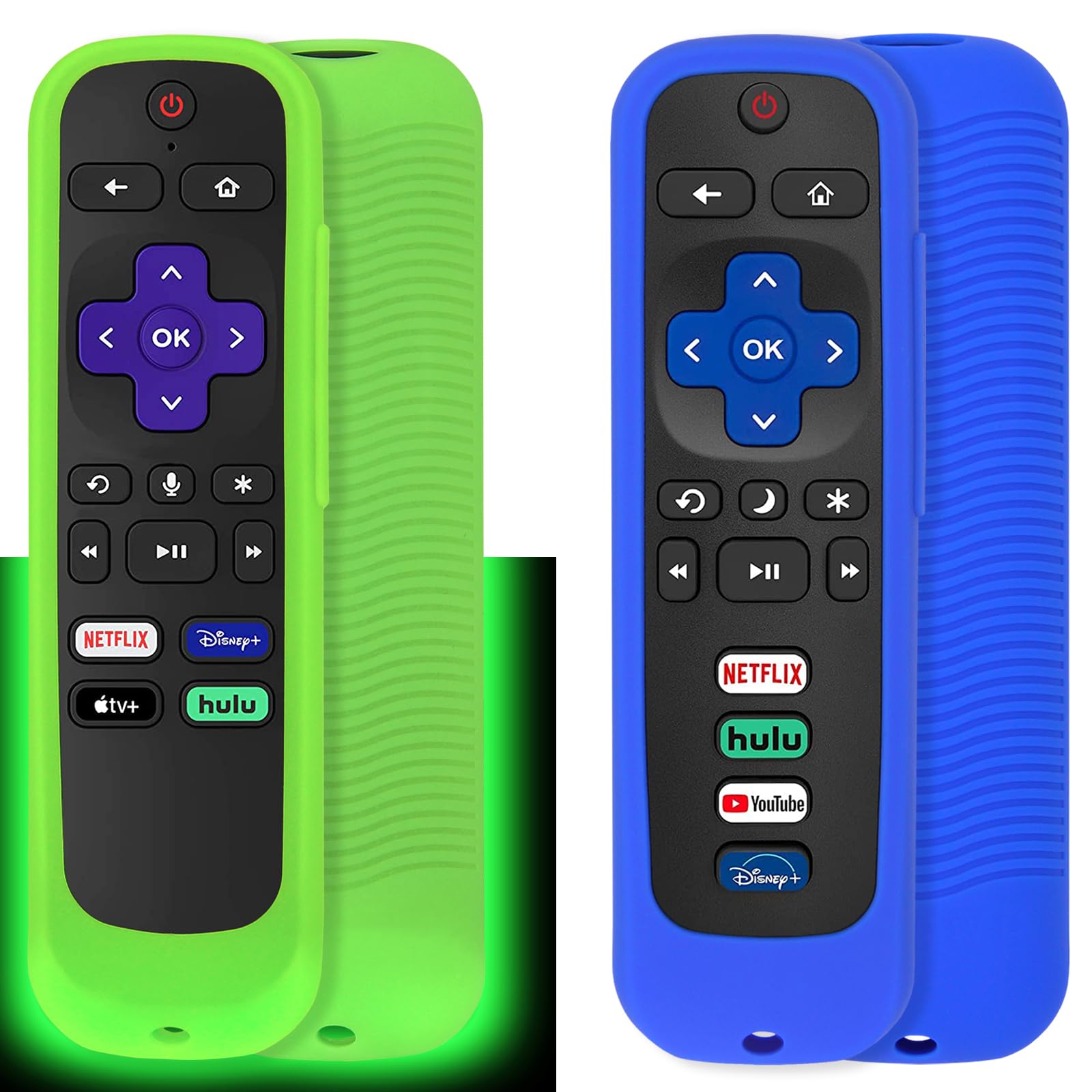 Pinowu Universal Remote Case (2pcs) Compatible with Roku Smart TV Steaming Stick Remote/Roku Voice Remote/Roku Premiere/Roku 2/3/4 Remote with Wrist