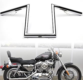 Chrome 8" Rise Z-Bar Sportster Handlebar with Indents for Harley 2007-up Sportster XL883 & XL1200 Models, 2006-2017 FXDB & 1996-2005 Dyna FXDWG, Some Yamaha Virago XV, Honda Models
