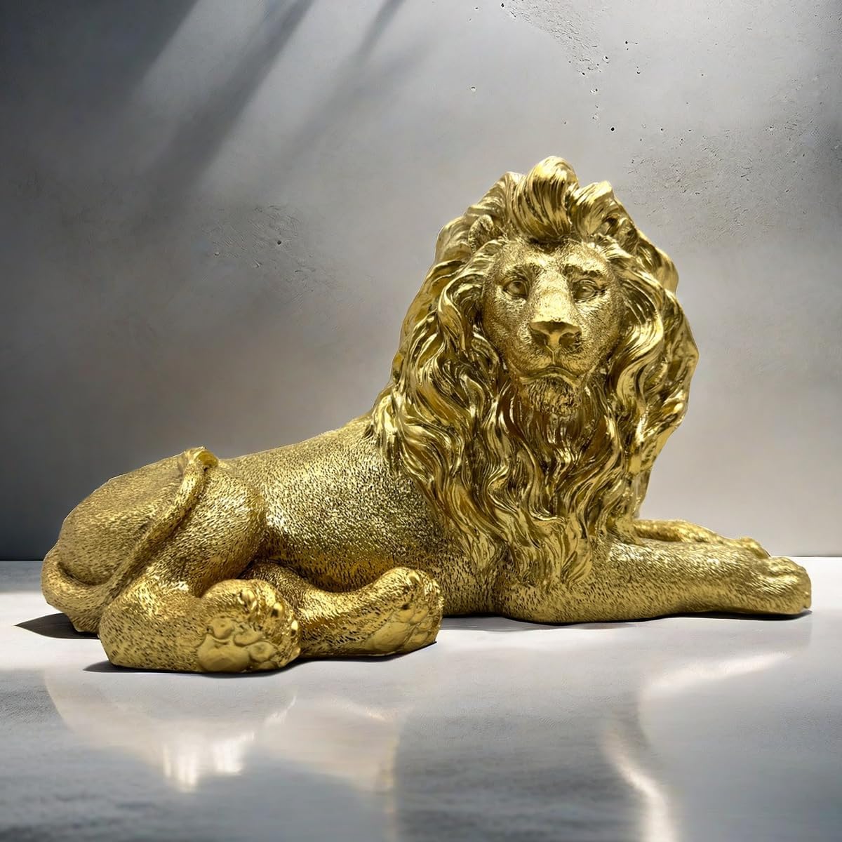 10 Inch Lion Statue Figurine Sculpture Resin Collectible Gifts for Lion Lover Office Home Decor Desk Accessories Decoration Garden Figurines Outdoor Decor Gold - Image 9