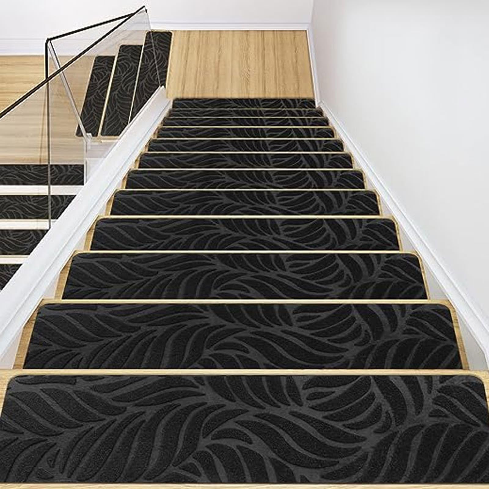 Alfombras de escalera autoadhesiva antideslizante lavable de 20x76cm para peldaños interiores