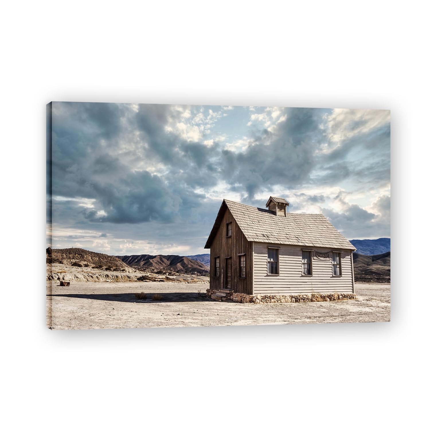 VHdfgTY Log CabinSerene Mountain Landscape Canvas Wall Art Nature Wall Decor for Home 70x105cm Framed