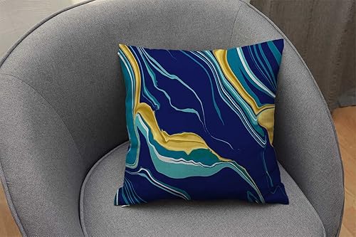 Miniatura 4 de Funda de almohada con textura de mármol, amarillo, azul, verde, dorado, fluido, mármol, hipster, tinta, lujosa, elegante, colorida, funda de
