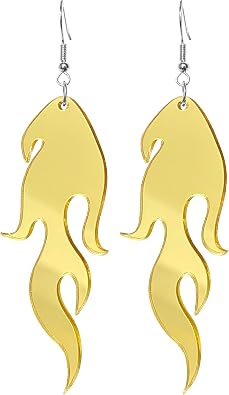 Unique Gothic Lightweight Acrylic Round Fire Dangle Drop Earrings Funny Creative Vintage Punk Circle Fire Flame Element for Women Statement Geometric Cosplay Prom Halloween Jewelry Gifts