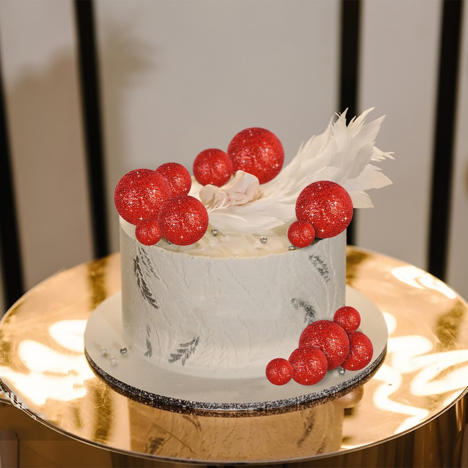 Elalove 60 boules décoratives pour gâteau d'anniversaire en bleu argenté et blanc – Décoration festive pour cupcakes et pâtisseries