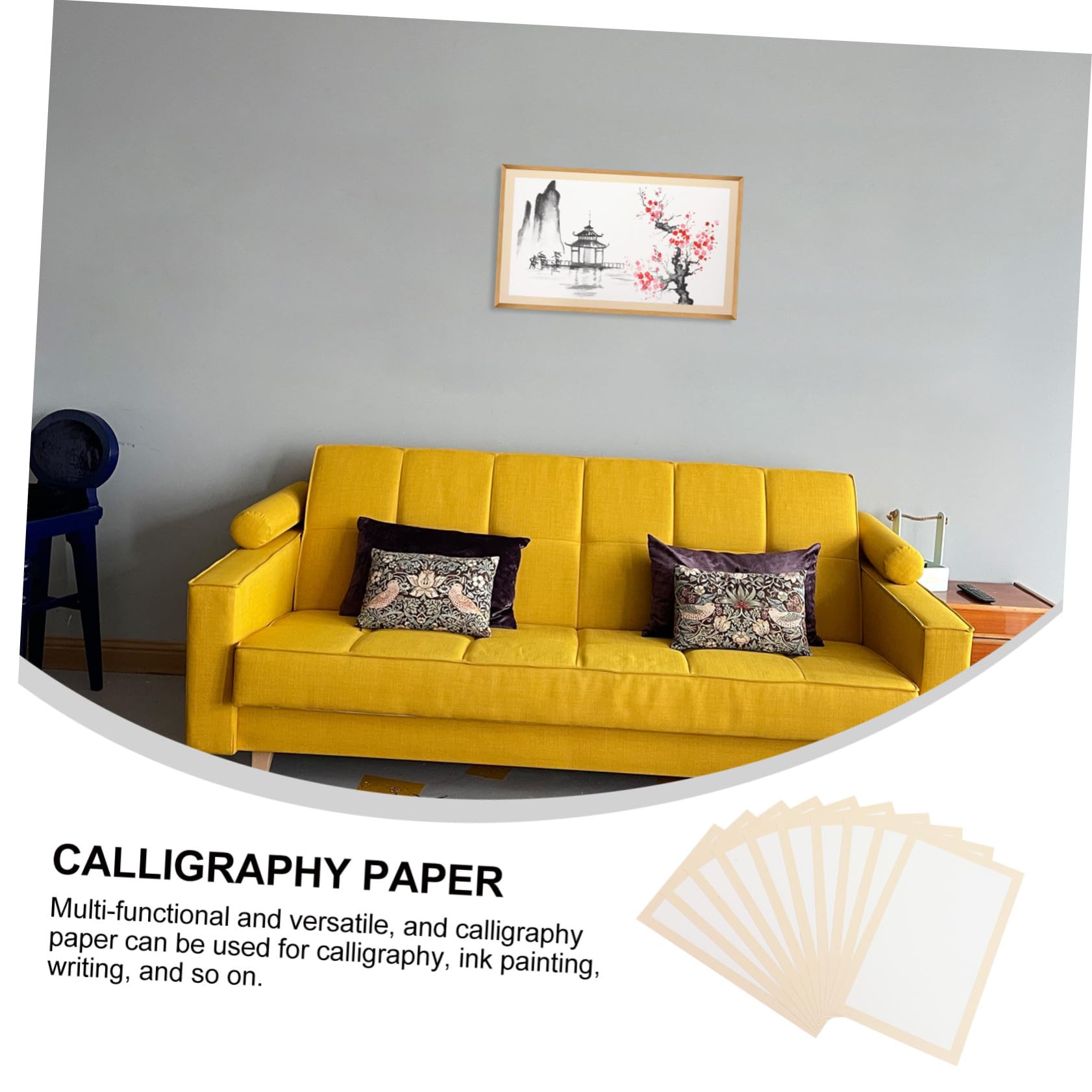 LOLIPPYY 10 Hojas de Papel Xuan Beige Papel Grueso Rectangular para Caligrafía China y Pintura Principiantes y Amantes del Arte