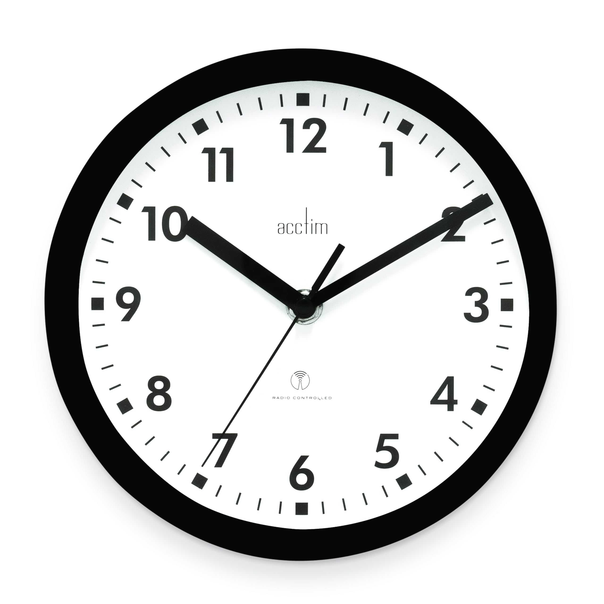 Acctim 74663 Nardo 20cm Radio Controlled Black Wall Clock