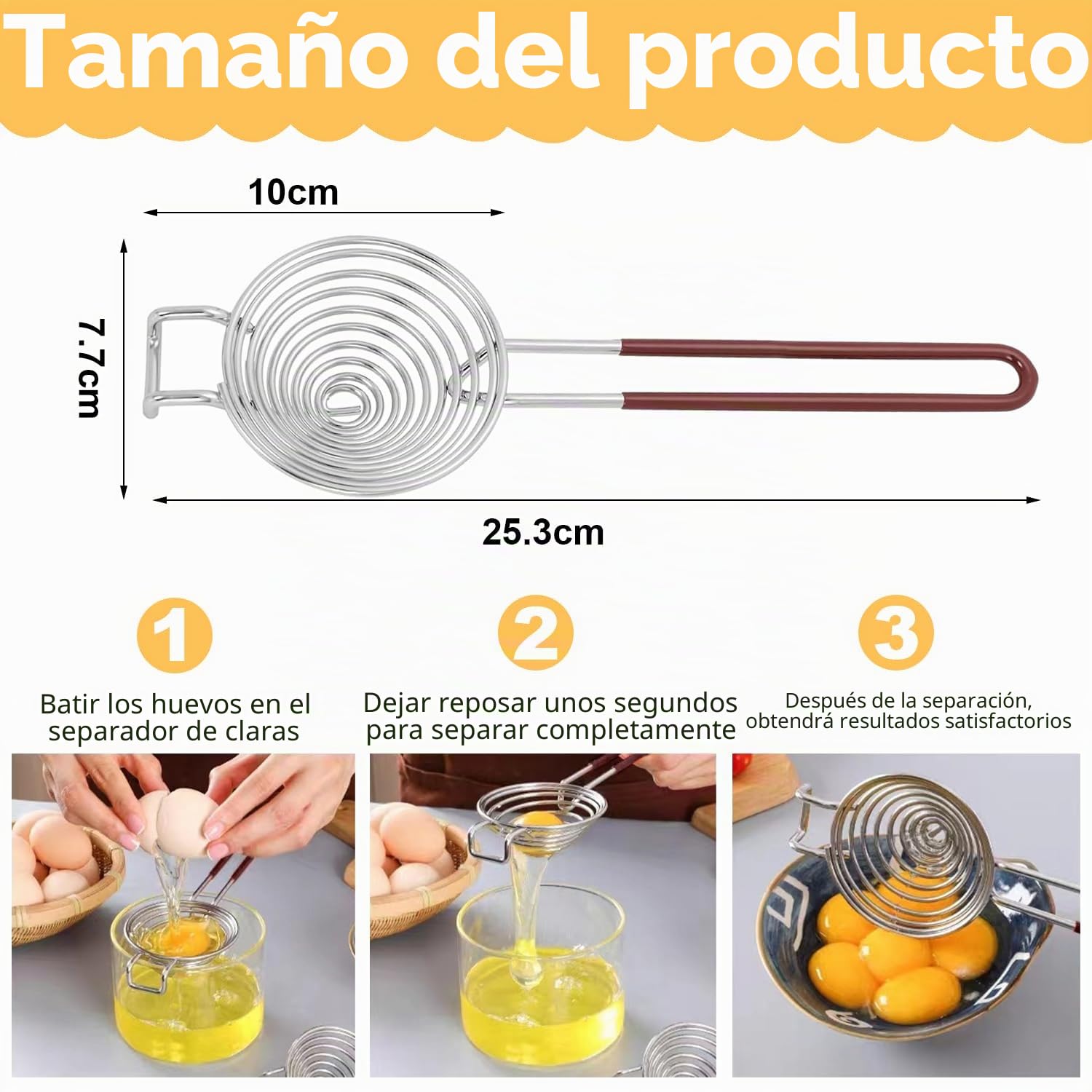 Separador de acero inoxidable para cocina - Divisor de claras y yema de huevo